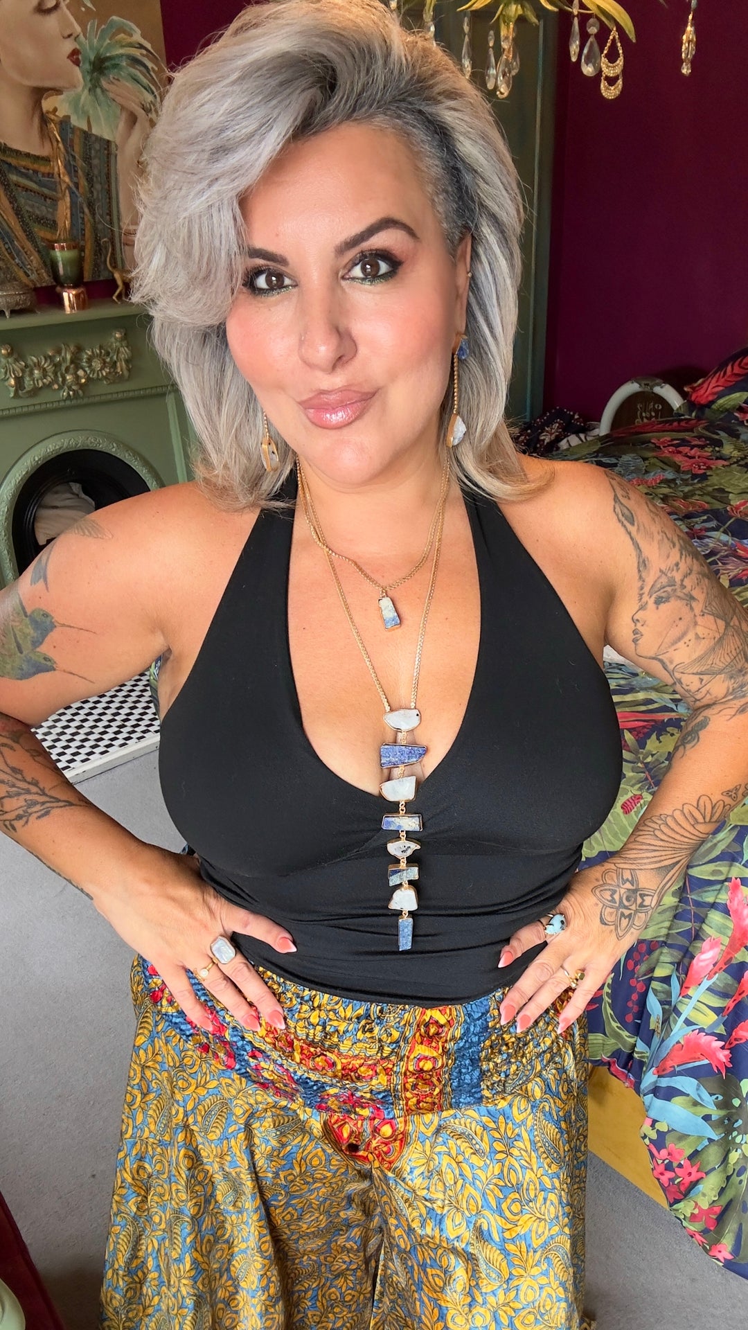 Athena’s Light Lapis Lazuli And Rainbow Moonstone Necklace Set