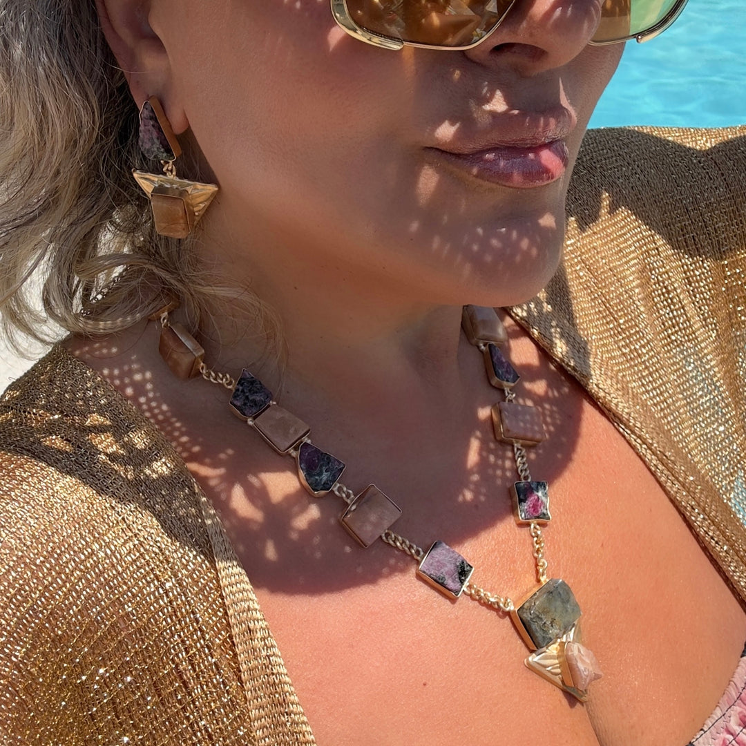 Pyramidia Ruby And Pink Opal Necklace