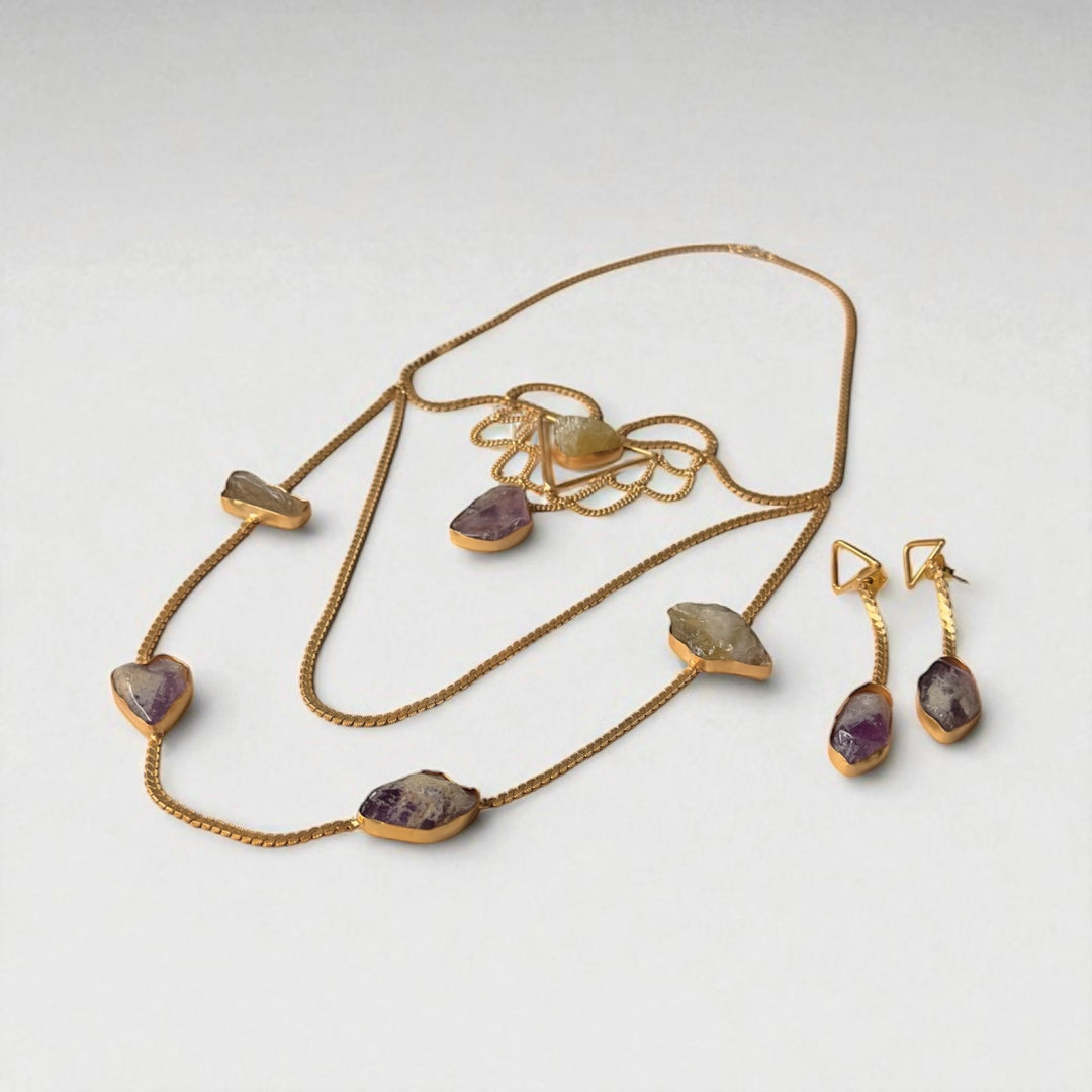 The Empress Prasiolite And Amethyst Necklace Set