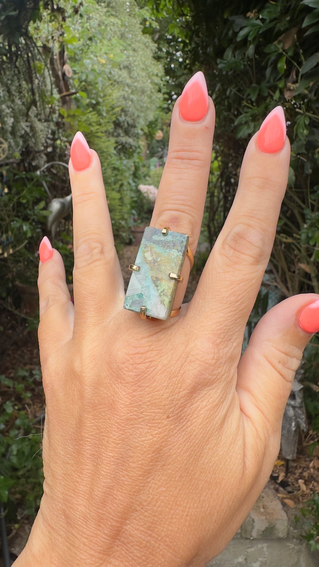 Amazonian Gold Brazilian Natural Crystal Expandable Rings