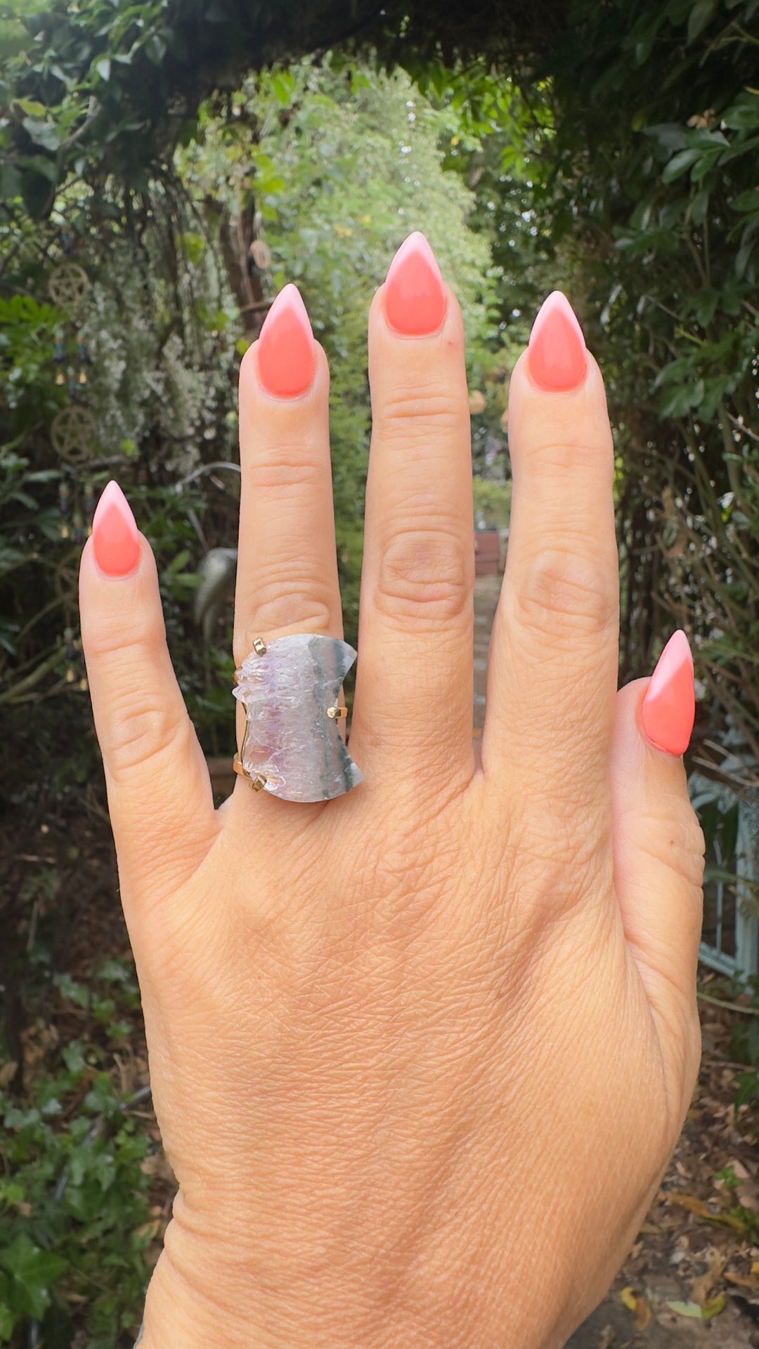 Amazonian Gold Brazilian Natural Crystal Expandable Rings