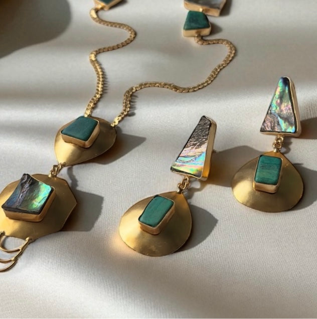 Thearys Turquoise And Abalone Necklace Set