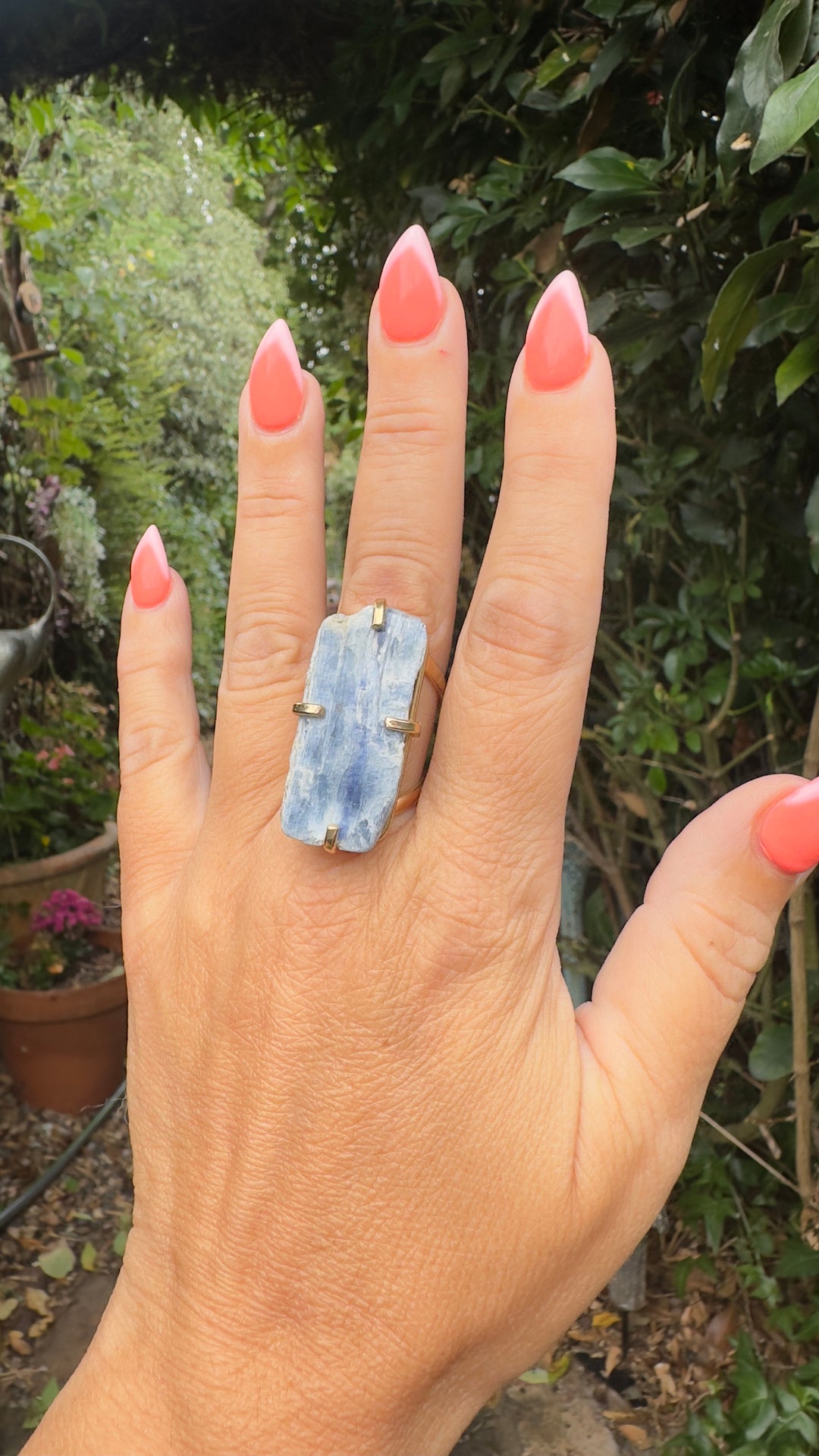 Amazonian Gold Brazilian Natural Crystal Expandable Rings