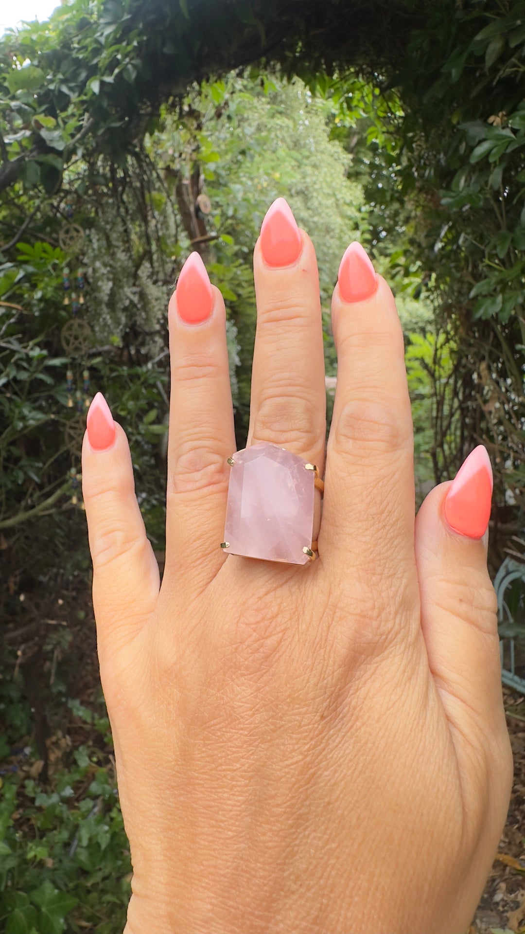 Amazonian Gold Brazilian Natural Crystal Expandable Rings