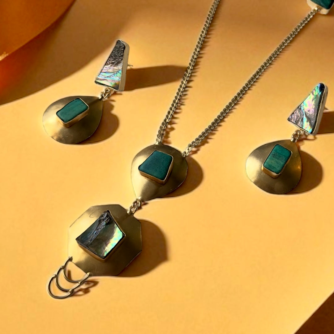 Thearys Turquoise And Abalone Necklace Set