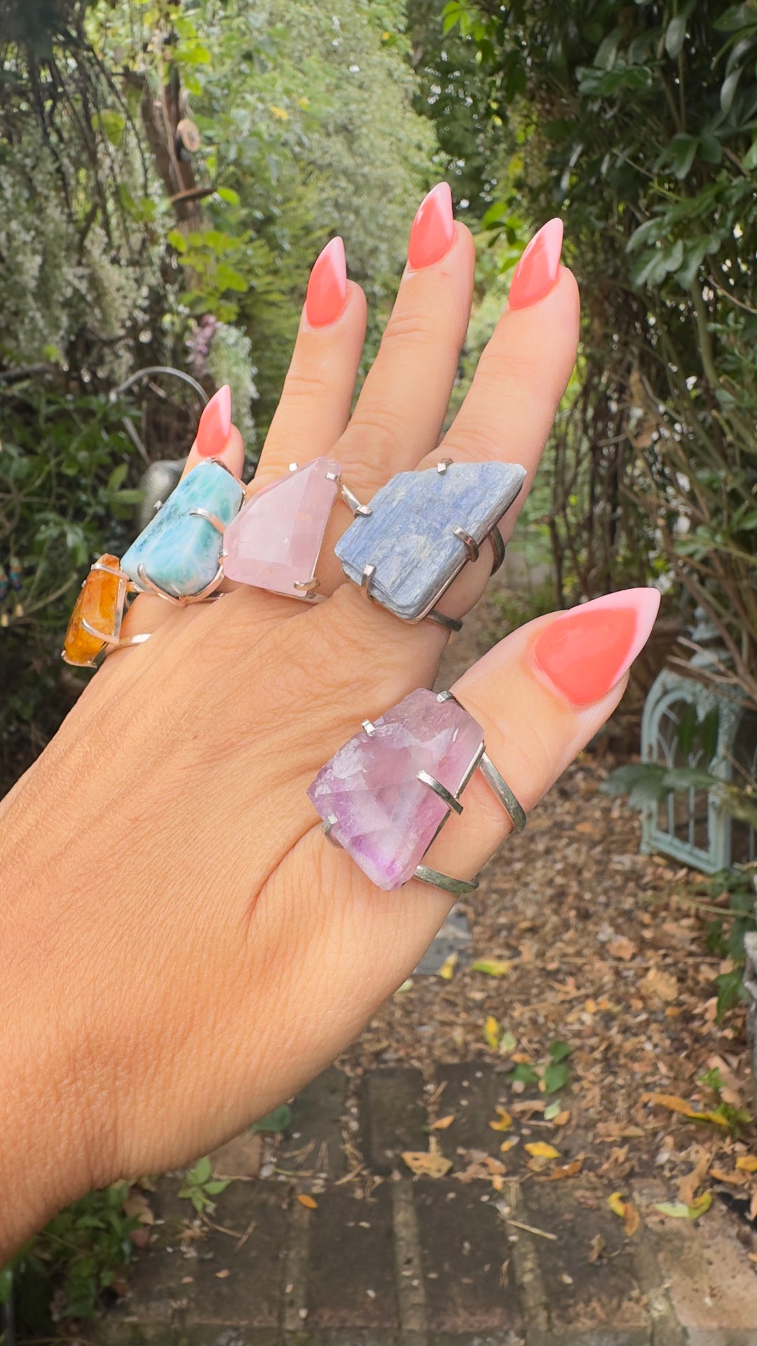 Amazonian Brazilian Silver Natural Crystal Rings