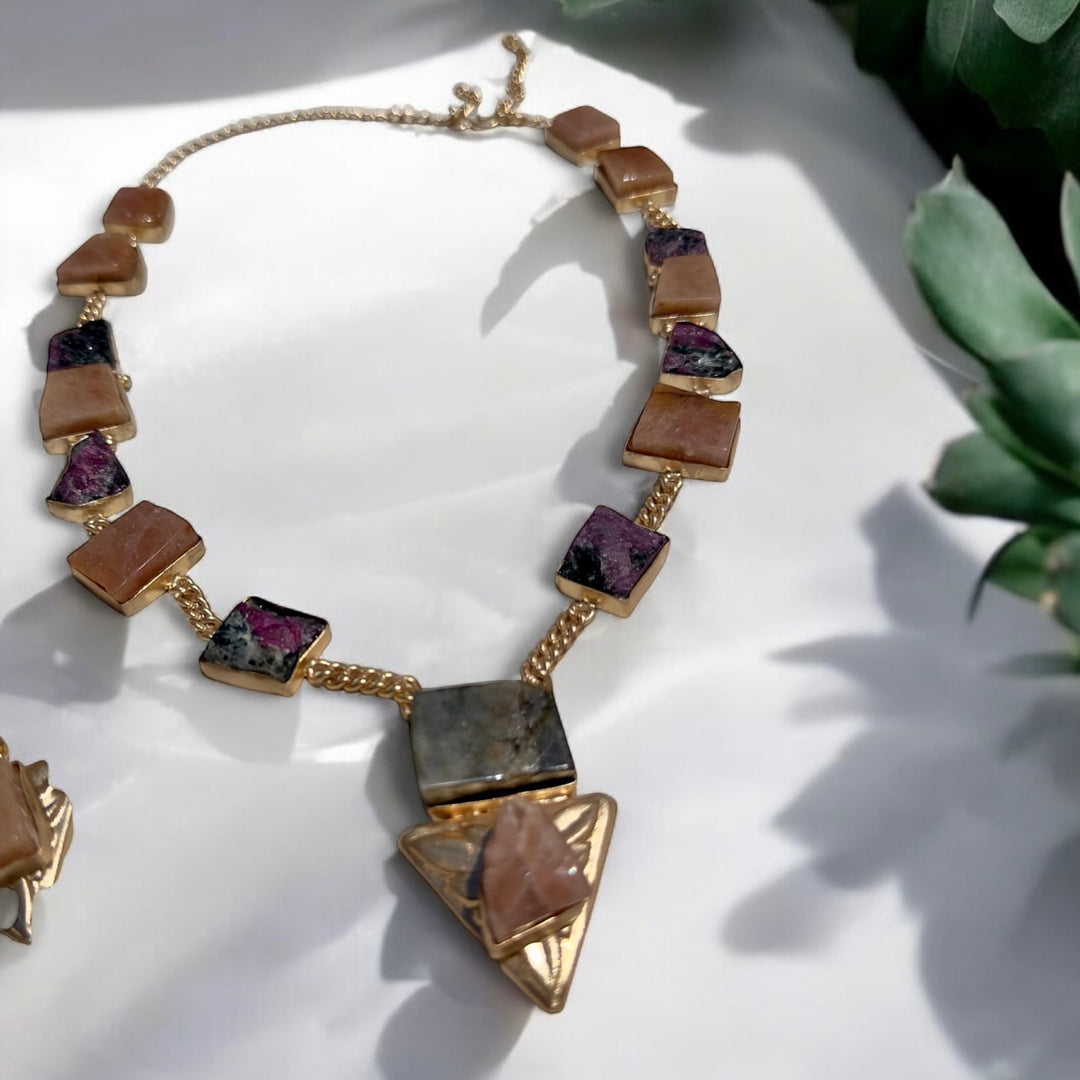 Pyramidia Ruby And Pink Opal Necklace