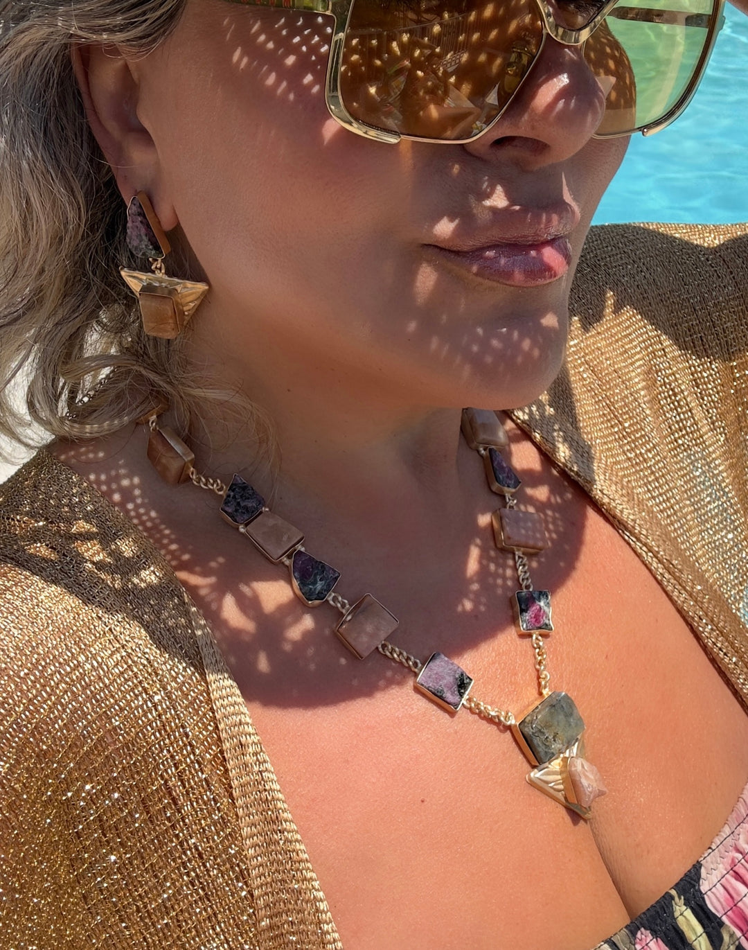 Pyramidia Ruby And Pink Opal Necklace