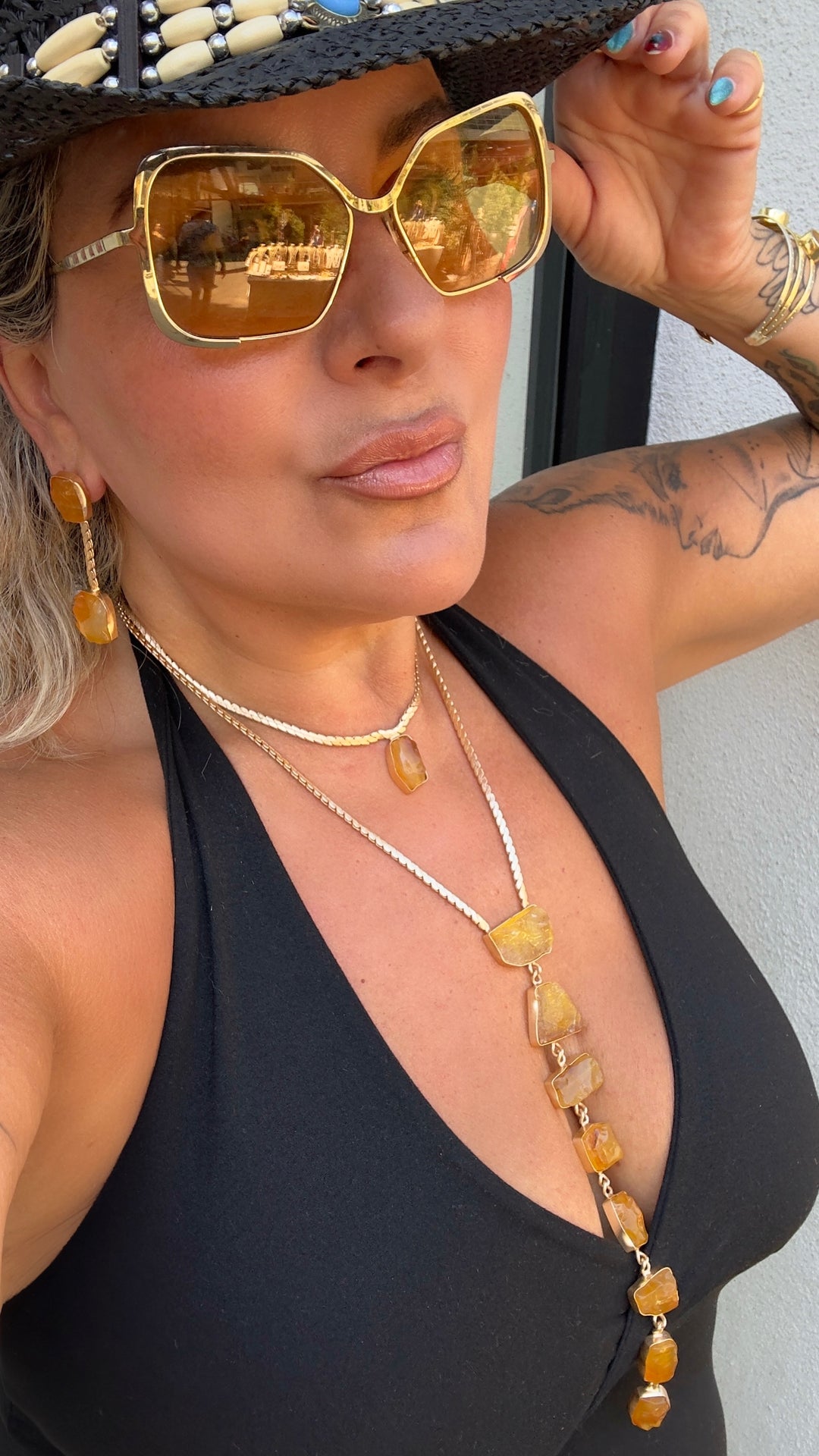 Athena’s light Honey Calcite And Citrine Necklace