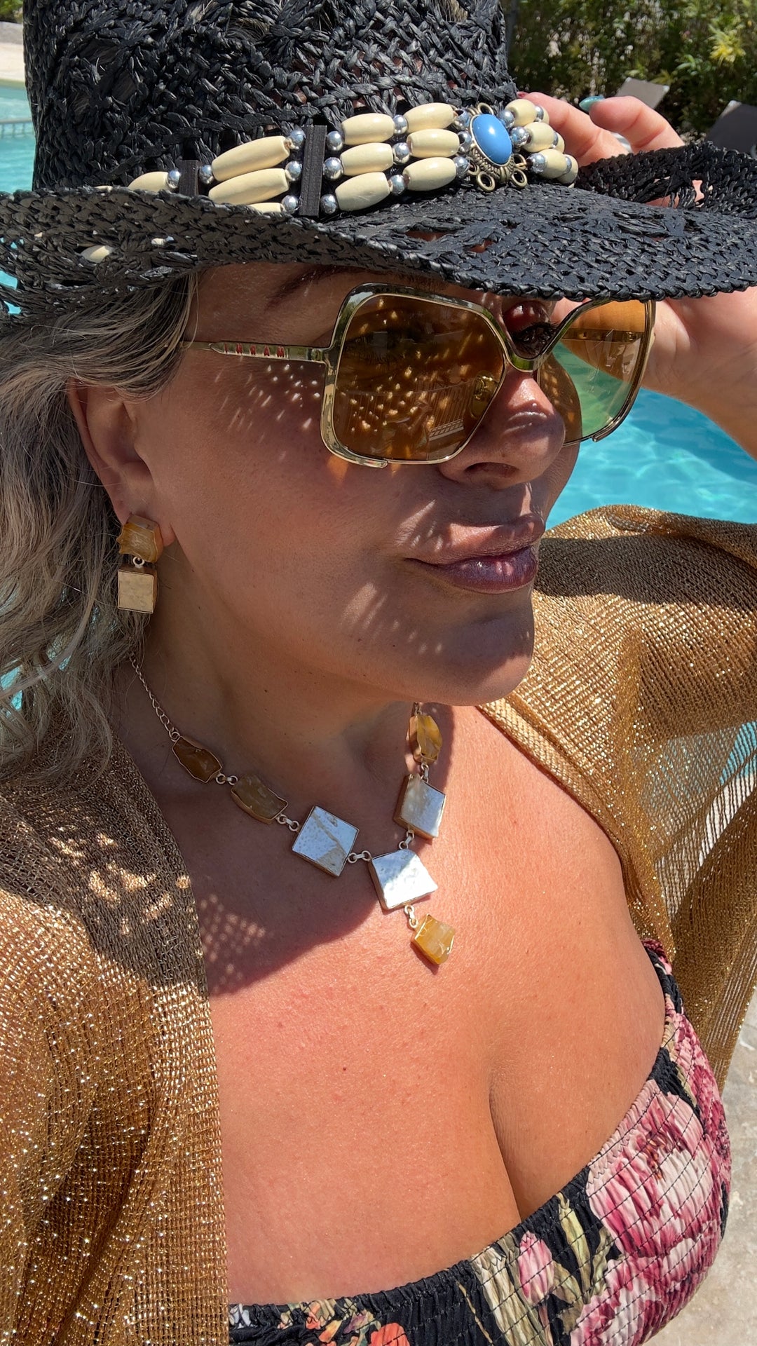 Ethnic Allure Citrine And Mother Of Pearl Necklace