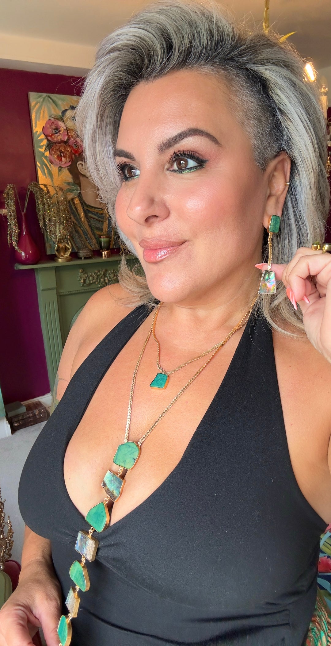 Athena’s Light Turquoise And Abalone Necklace Set