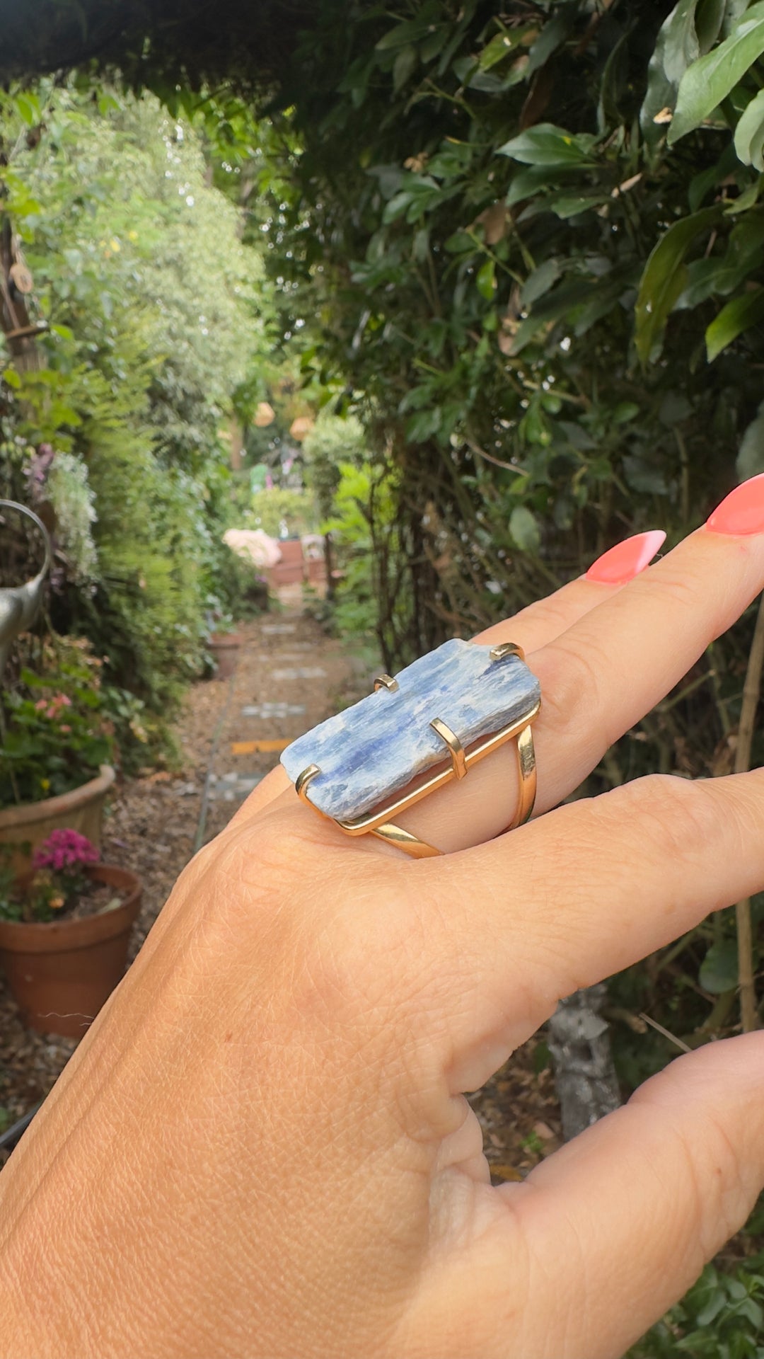Amazonian Gold Brazilian Natural Crystal Expandable Rings