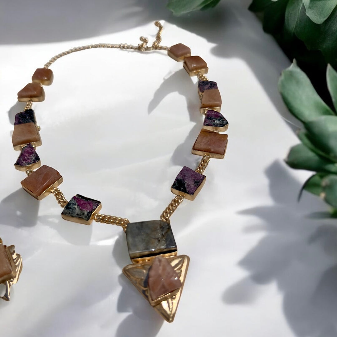 Pyramidia Ruby And Pink Opal Necklace