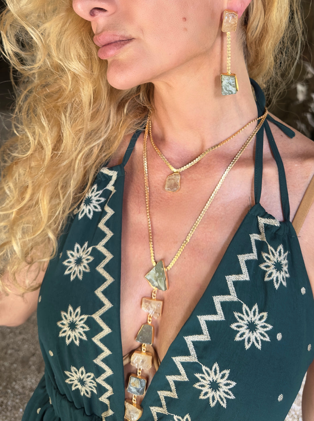 Athena’s light Citrine And Jade Necklace