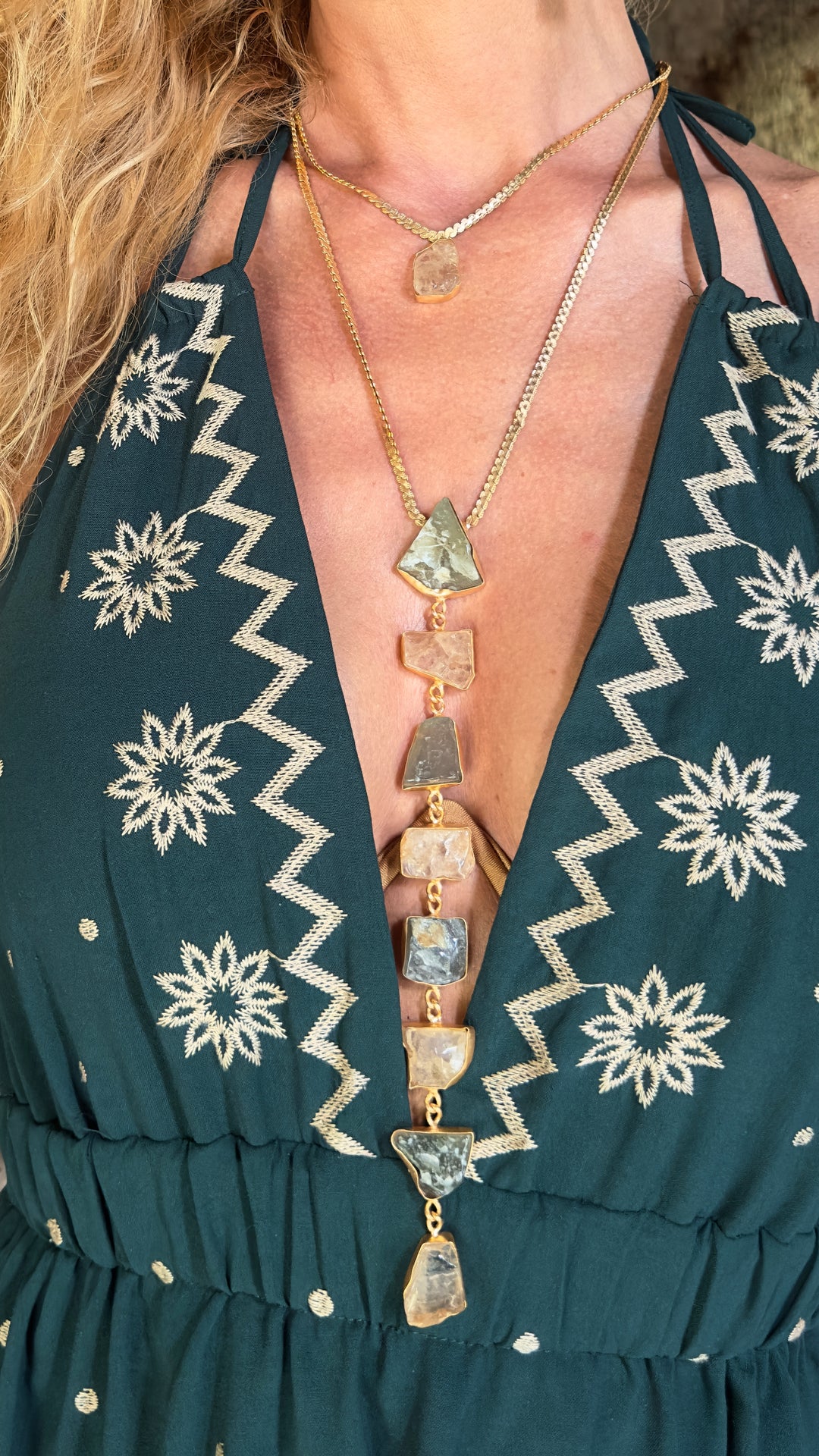 Athena’s light Citrine And Jade Necklace