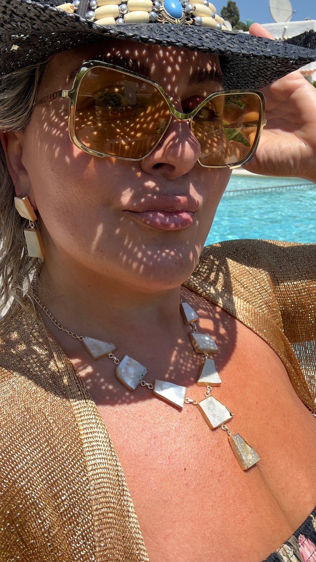 Ethnic Allure Mother of Pearl Statement Necklace