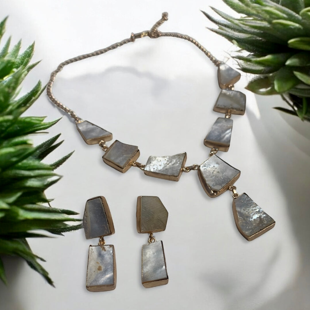 Ethnic Allure Mother of Pearl Statement Necklace