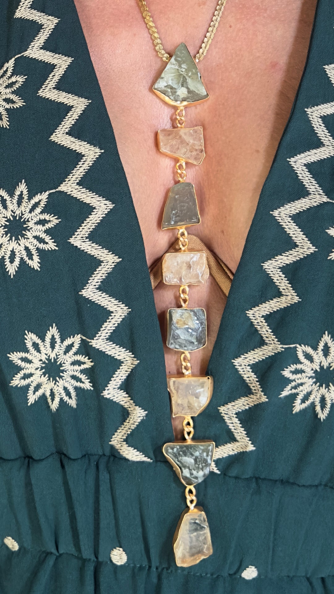 Athena’s light Citrine And Jade Necklace