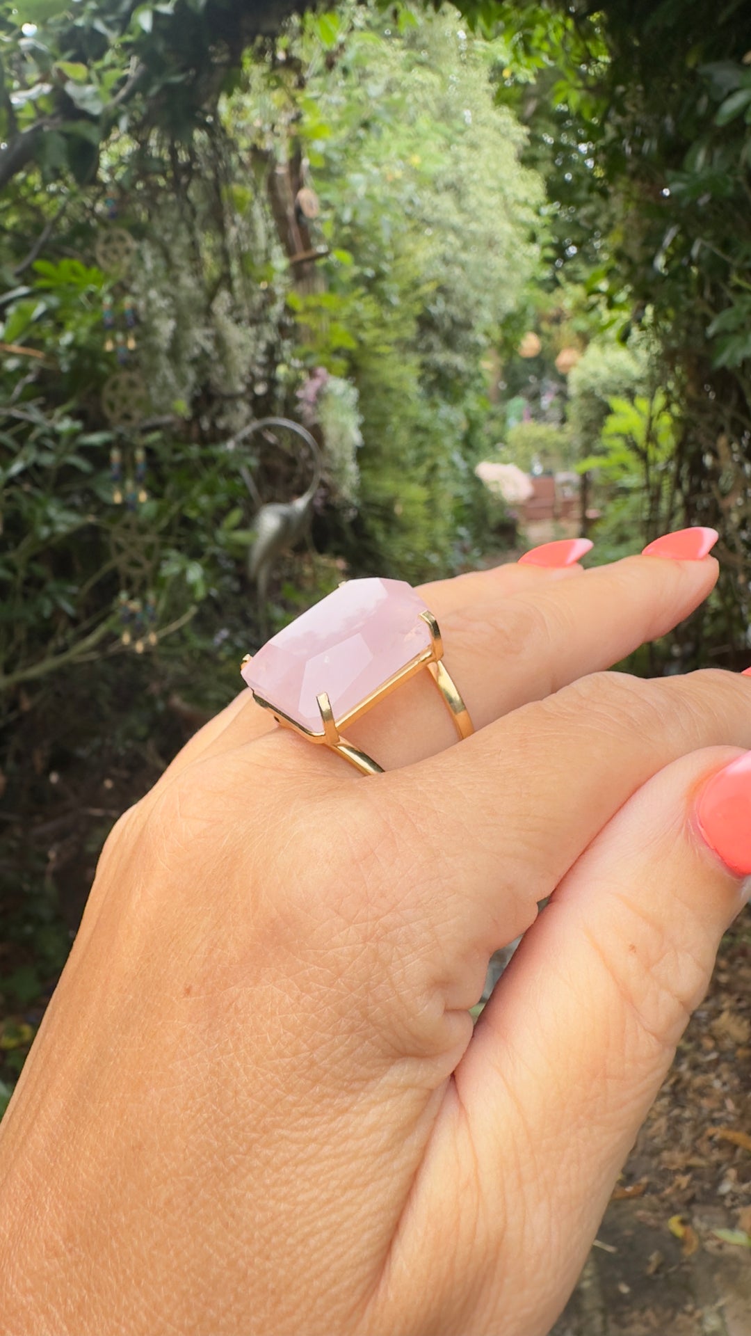 Amazonian Gold Brazilian Natural Crystal Expandable Rings