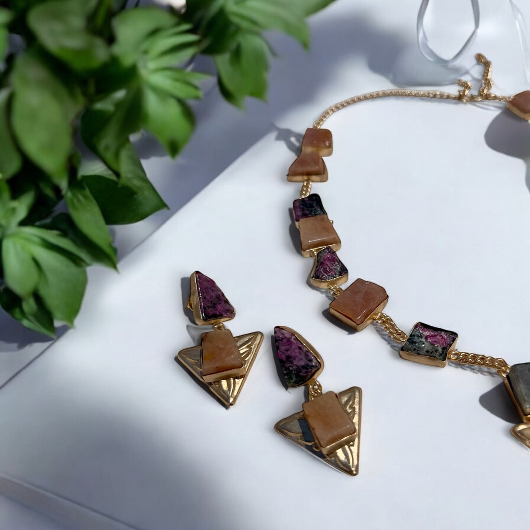 Pyramidia Ruby And Pink Opal Necklace