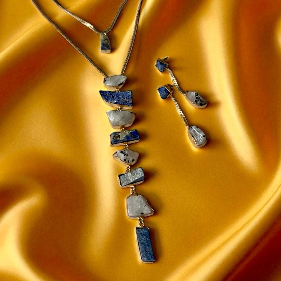 Athena’s Light lapis Lazuli And Rainbow Moonstone set