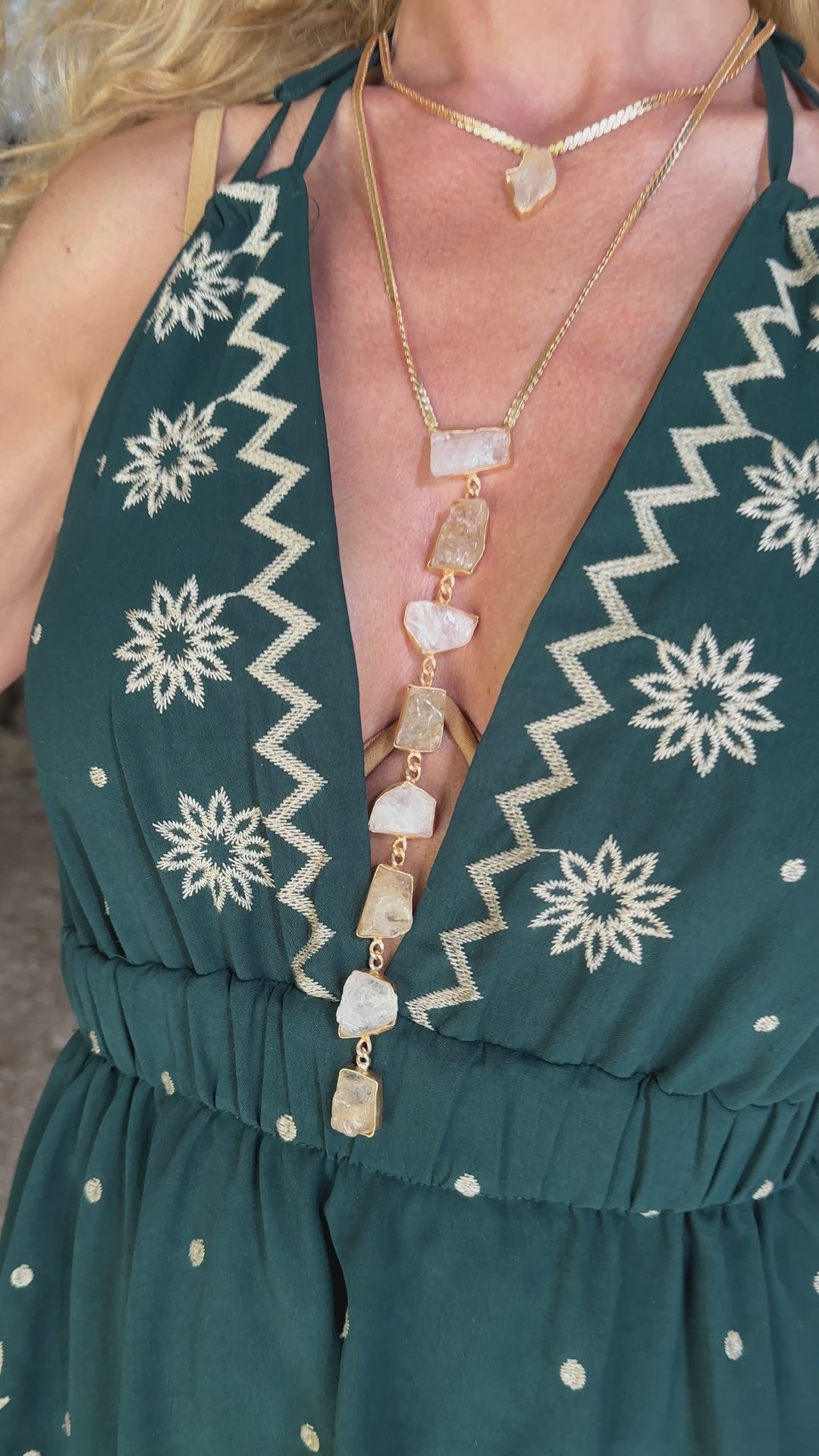 Athena’s Light Citrine And Rose Quartz Necklace