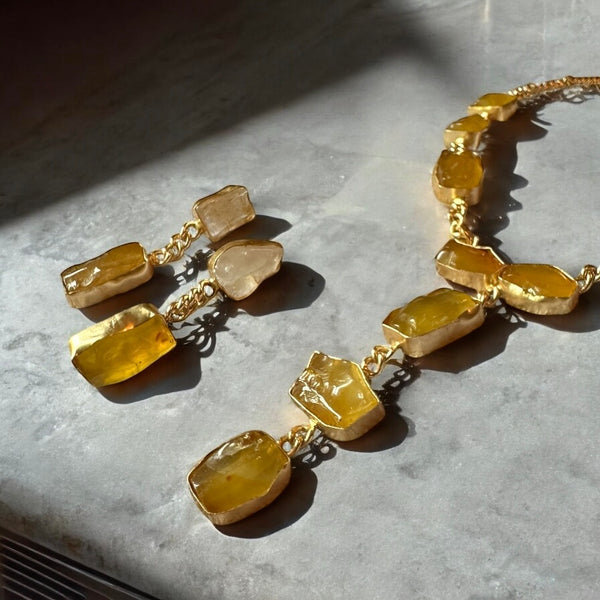 The Elaria Necklace Set In Honey Calcite