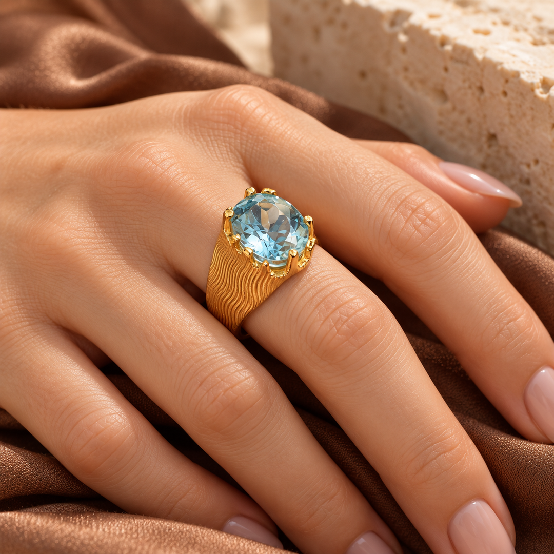 The Gilded Desert Ring | Blue Topaz