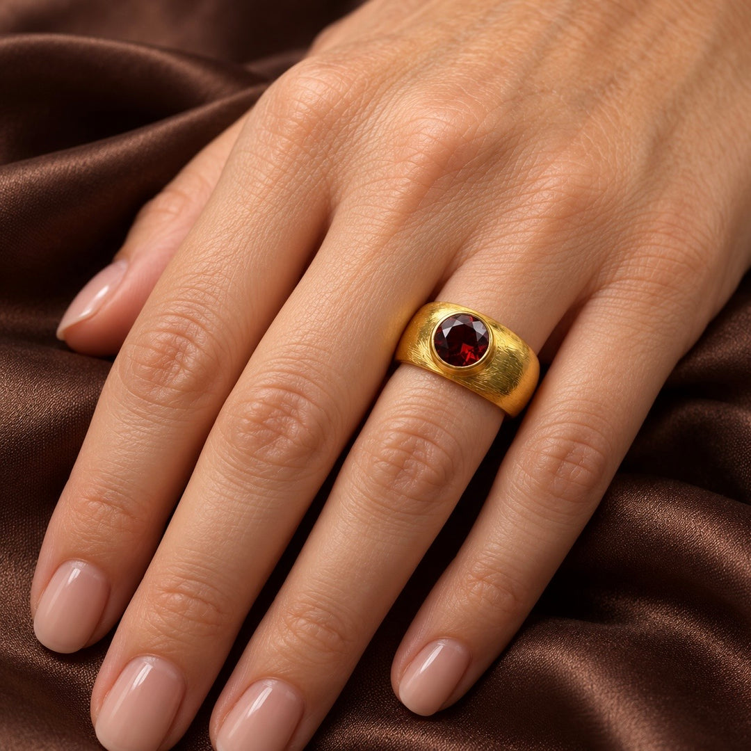 Crimson Garnet Sunring Ring