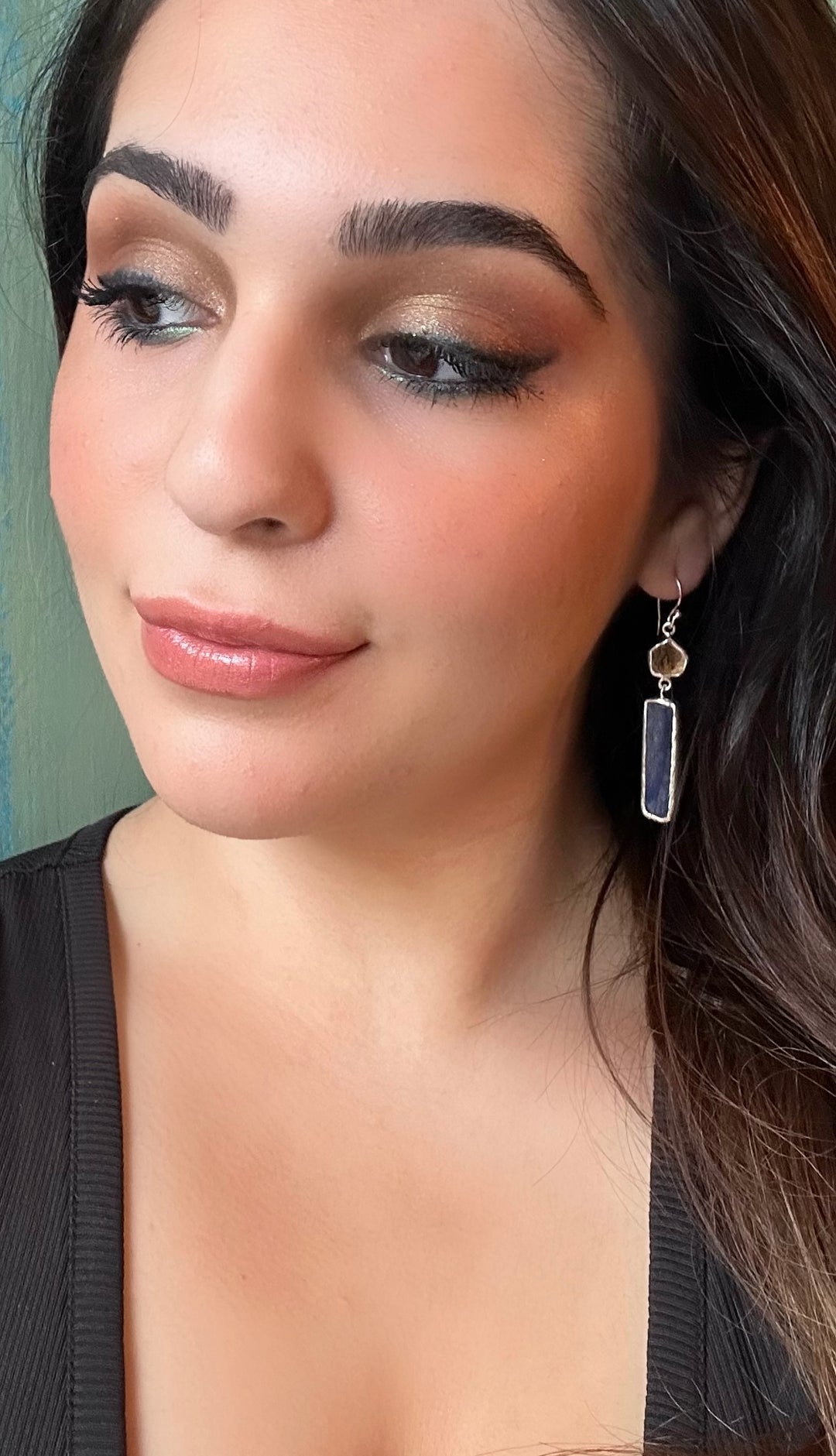 Ethnic Allure citrine & Kyanite Gold and Silver  Earrings