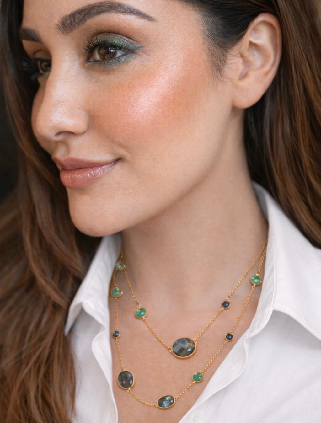 Zarif Labradorite, Tanzanite and Green Kyanite Necklace