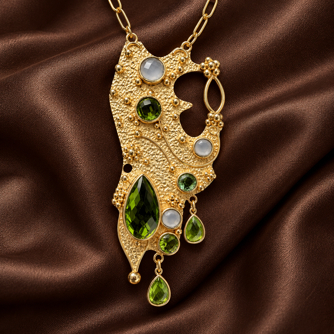 The Byzantine Empress Moonstone and Peridot Necklace