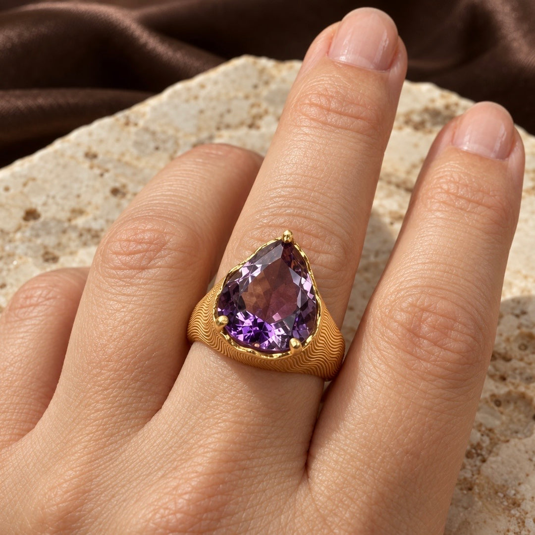 Gilded Desert Amethyst Ring