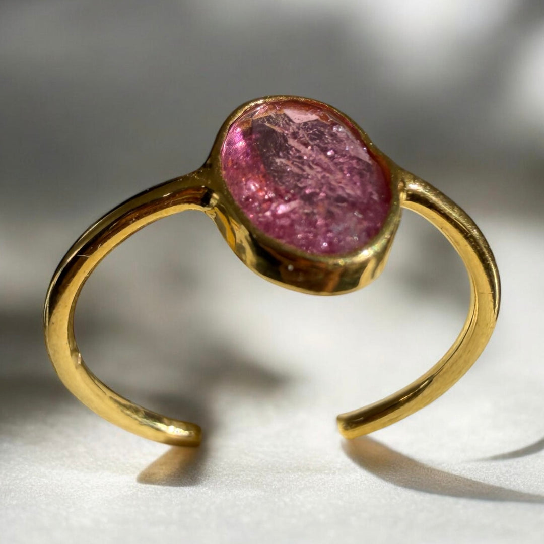 Natural Pink Tourmaline Ring – 18K Gold Vermeil
