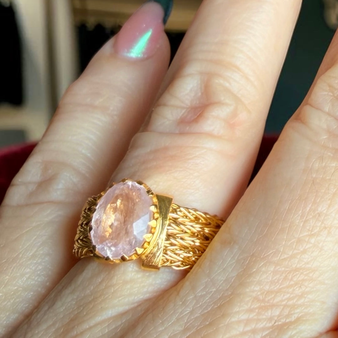Emerald Statement Ring – One-of-a-Kind, 18K Gold Plated Sterling Silver
