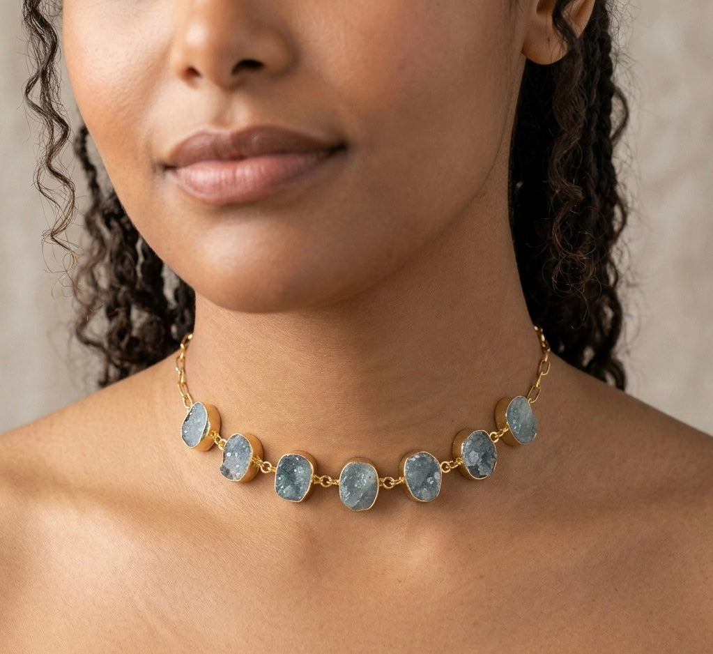 "Mystique Mixed Seven Gemstone Choker Necklace