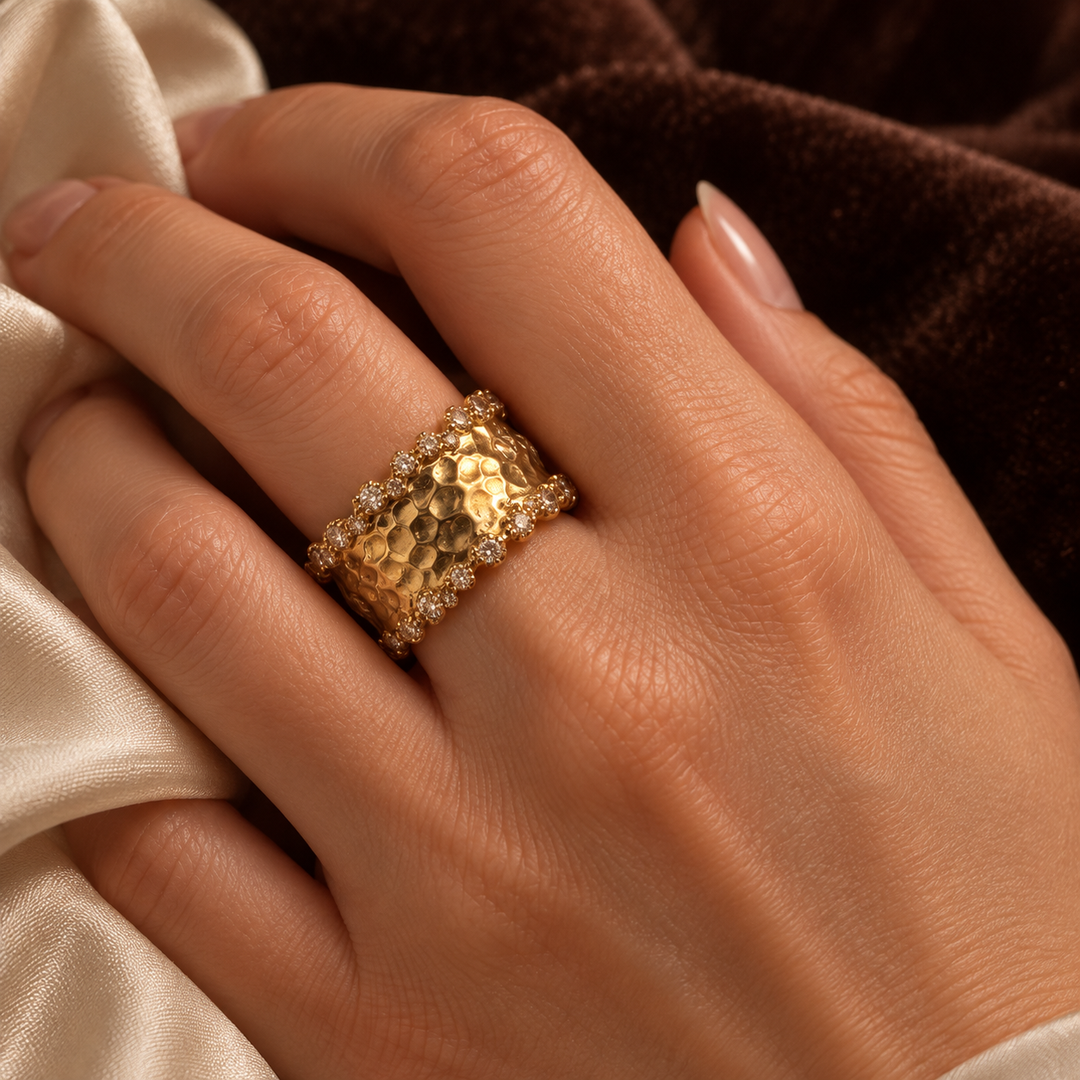 The Amazonite Ring – One-of-a-Kind 18K Gold Plated Sterling Silver Statement Piece