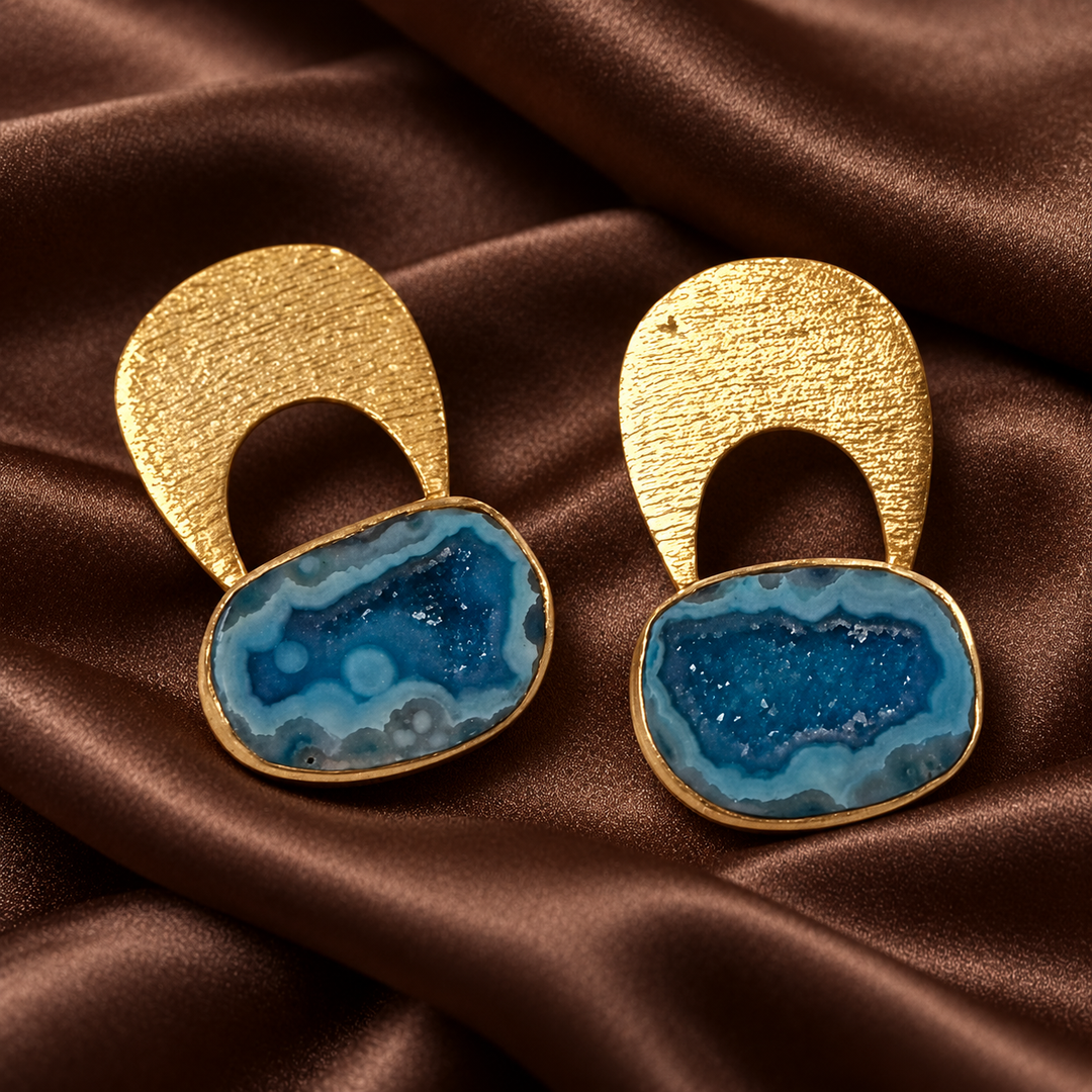 Temple Blue Druzy Earrings