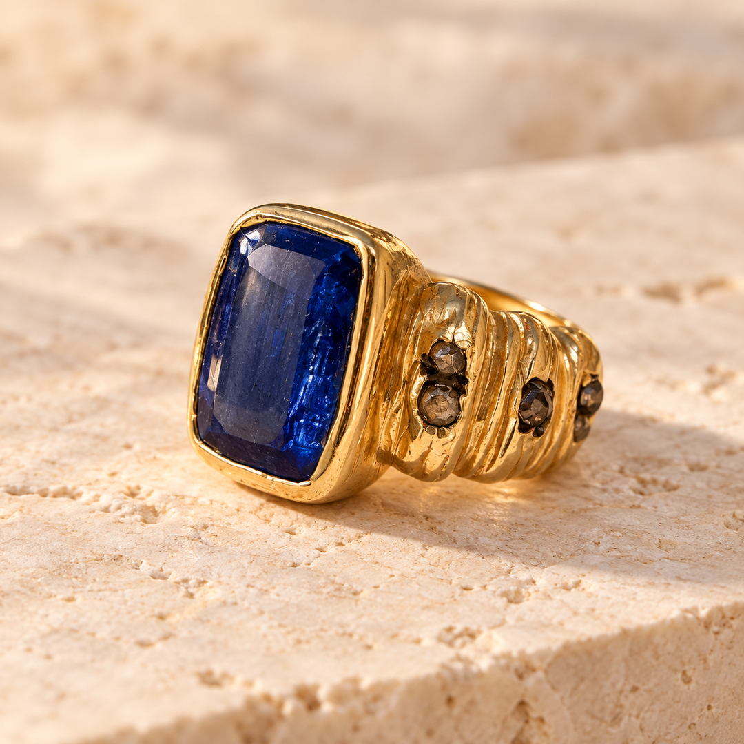 The Kyanite Empress Ring | Kyanite & Diamond Statement Ring