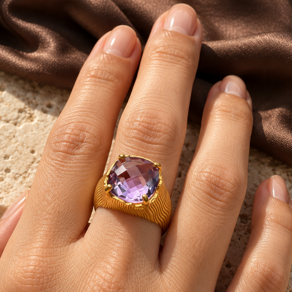 Gilded Desert Amethyst Ring