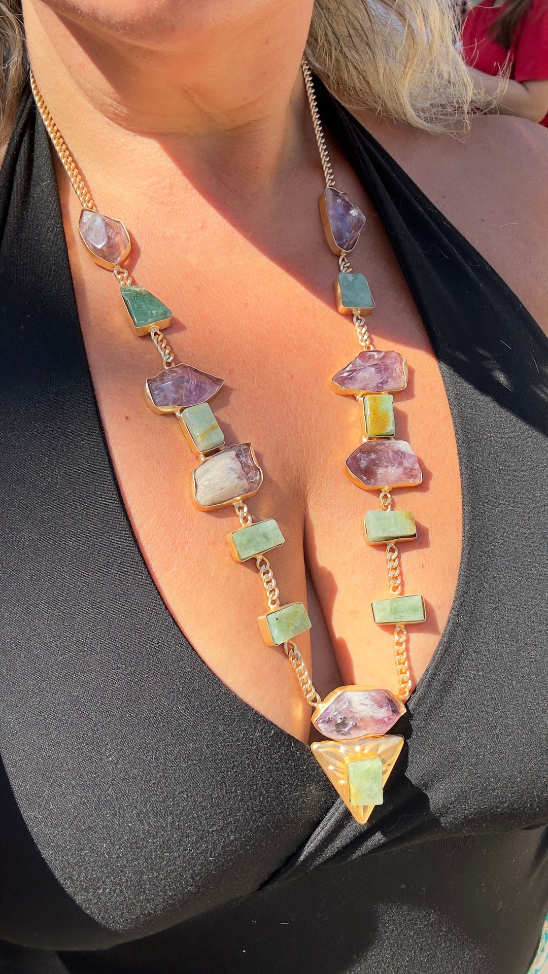 Pyramidia Amethyst And Jade Goddess Necklace