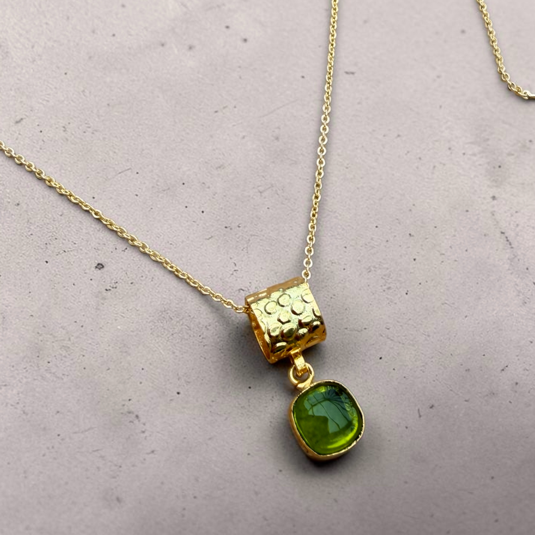 Peridot Whisper Necklace, 18k Gold plated