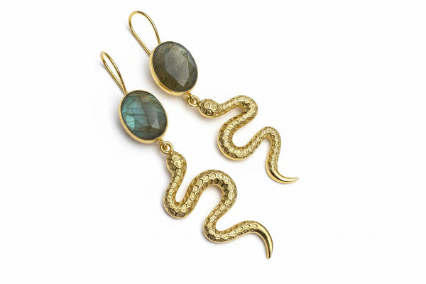 Labradorite Snake Earrings