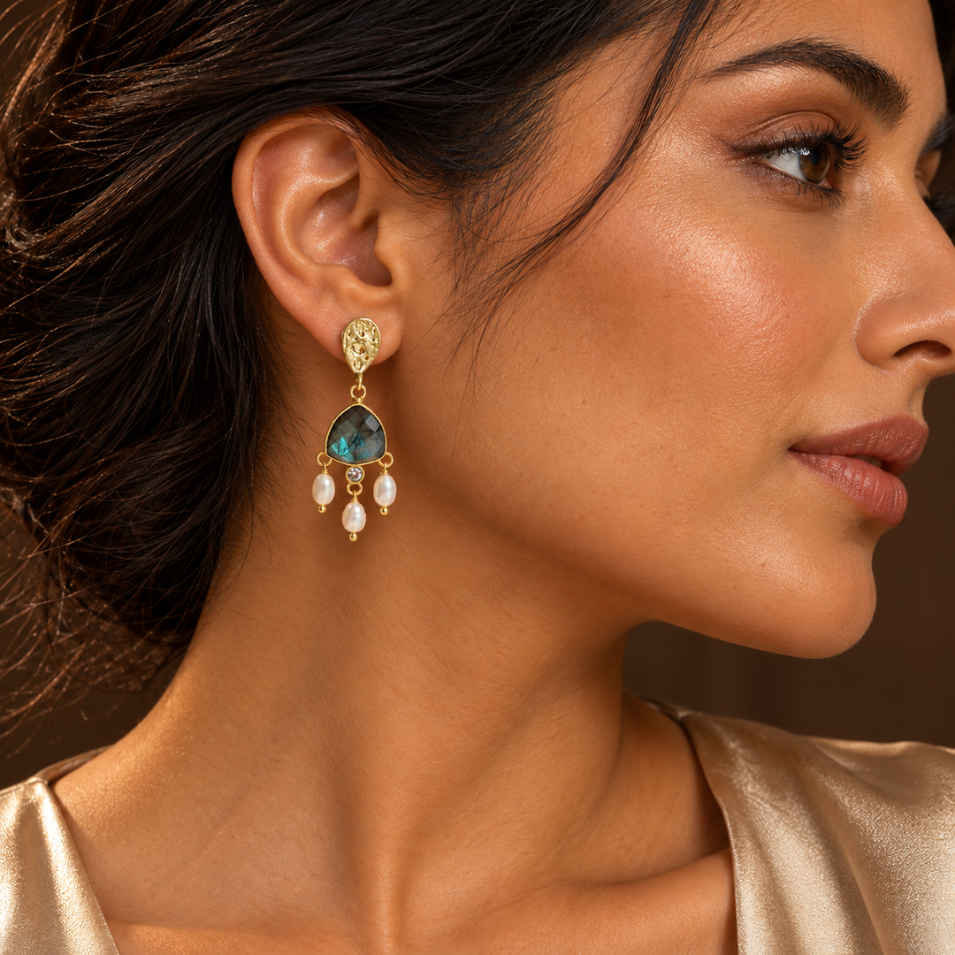 Blue Reverie Labradorite & Pearl Earrings