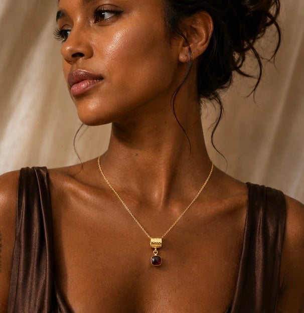 Ruby Whisper Pendant Necklace | 18K Gold Plated