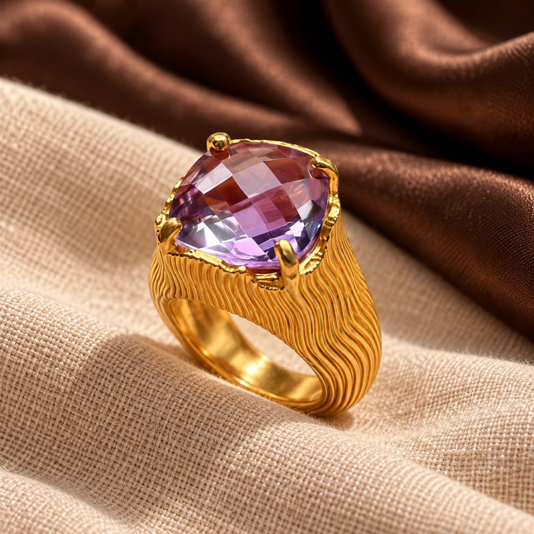 Gilded Desert Amethyst Ring