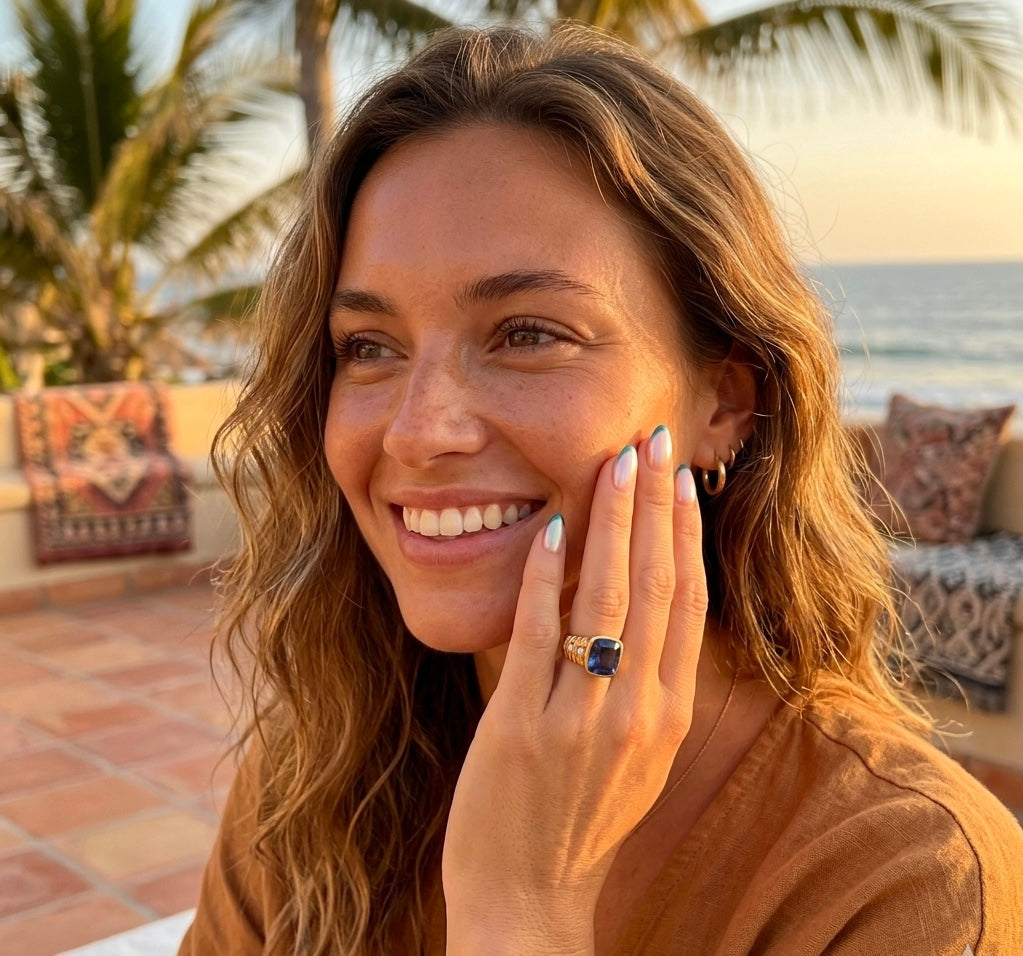 The One-of-a-Kind Blue Sapphire Ring – Sterling Silver or 18K Gold Plated Statement Piece