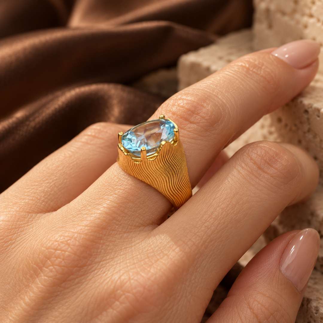 The Gilded Desert Ring | Blue Topaz