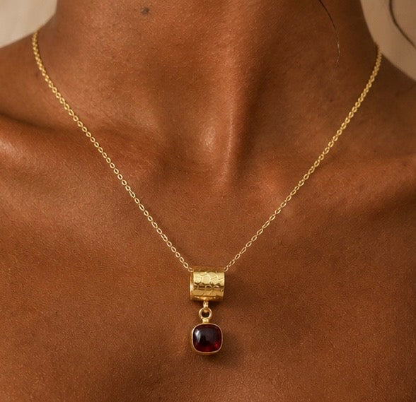 Ruby Whisper Pendant Necklace | 18K Gold Plated