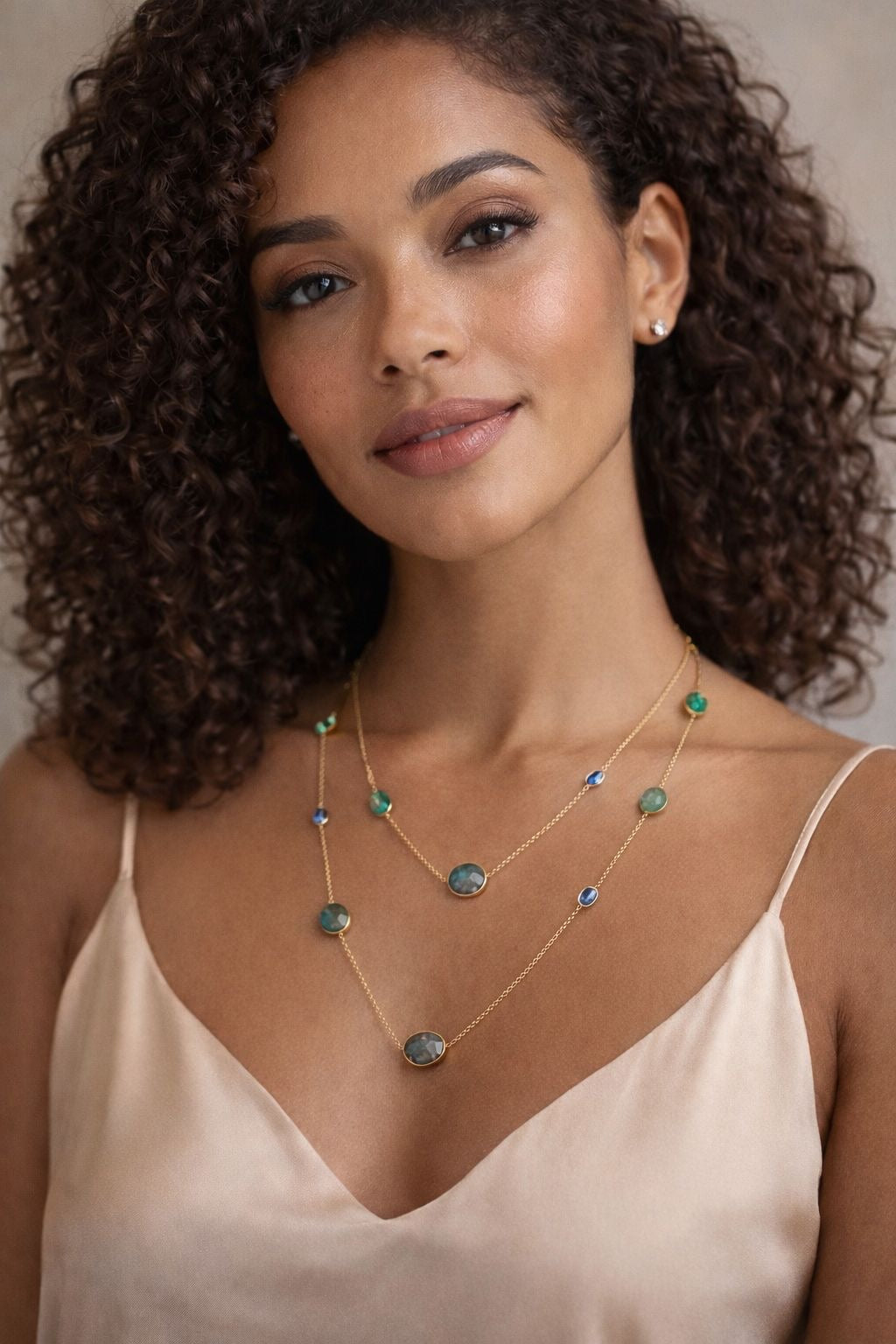 Zarif Labradorite, Tanzanite and Green Kyanite Necklace